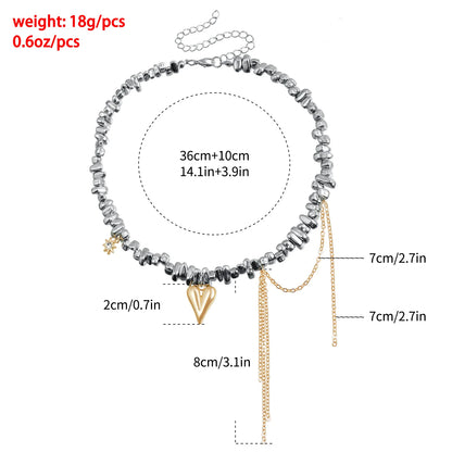 Stainless Steel Irregular Beaded Fringe Choker Necklace