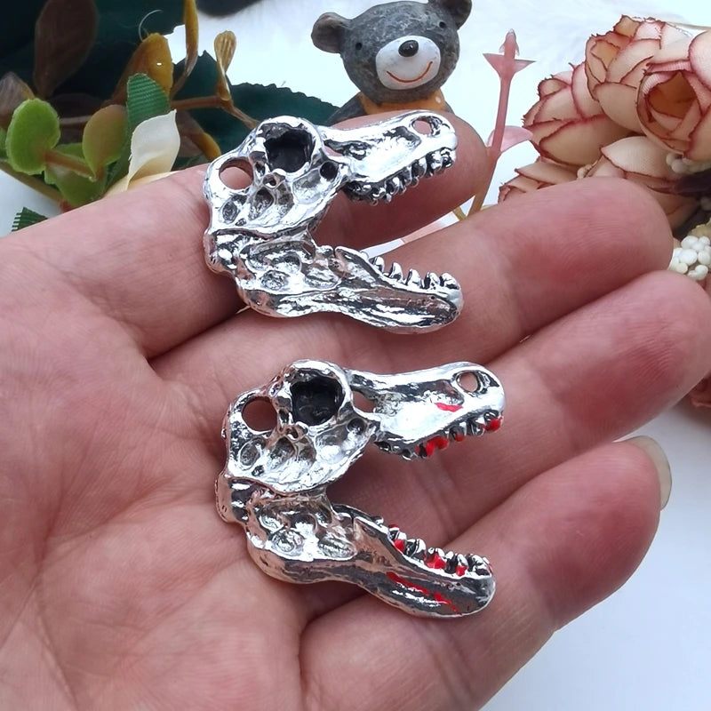 3D Neo-Gothic Dinosaur Skull Charm Pendants for DIY Jewelry and Earring Making