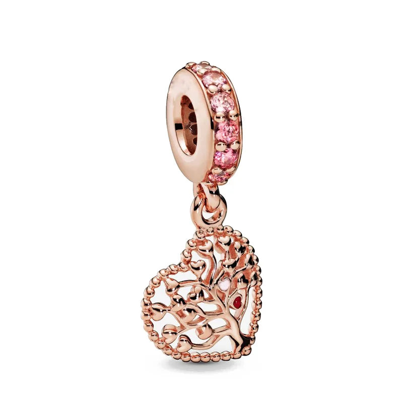 Exquisite 925 Silver Heart-Shaped Dog Paw Beads and Castle Pendant for European Original Bracelet DIY Accessories
