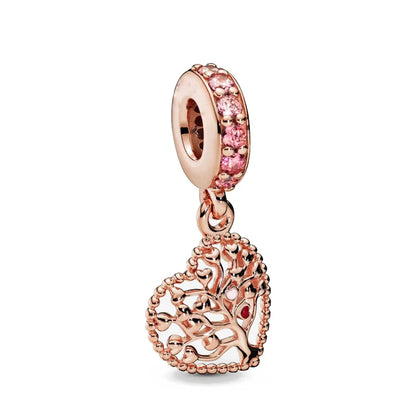Exquisite 925 Silver Heart-Shaped Dog Paw Beads and Castle Pendant for European Original Bracelet DIY Accessories