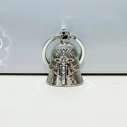 Stylish Angel Wings Motorcycle Bell Keychain for Men's Punk Rock Enthusiasts