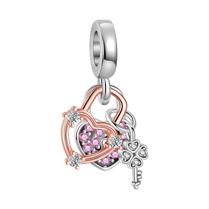 925 Sterling Silver Pink Heart Cat Claw Colorful Flower Charms for Women DIY Jewelry Pendants Bracelets Necklace