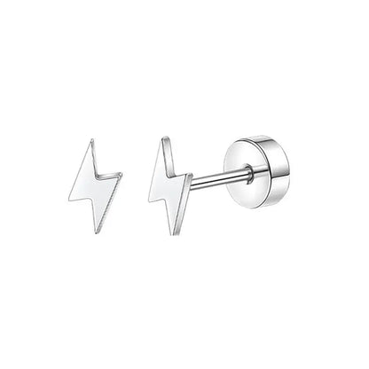 2PCS Set Stainless Steel Heart Moon Stud Earrings for Women Trendy Ear Tragus Cartilage Body Piercing