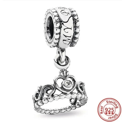 Original 925 Sterling Silver Zircon Beads Charms Set Crowns Robots Koalas Rose Castles Star Map for DIY Bracelet Necklace Women Gift