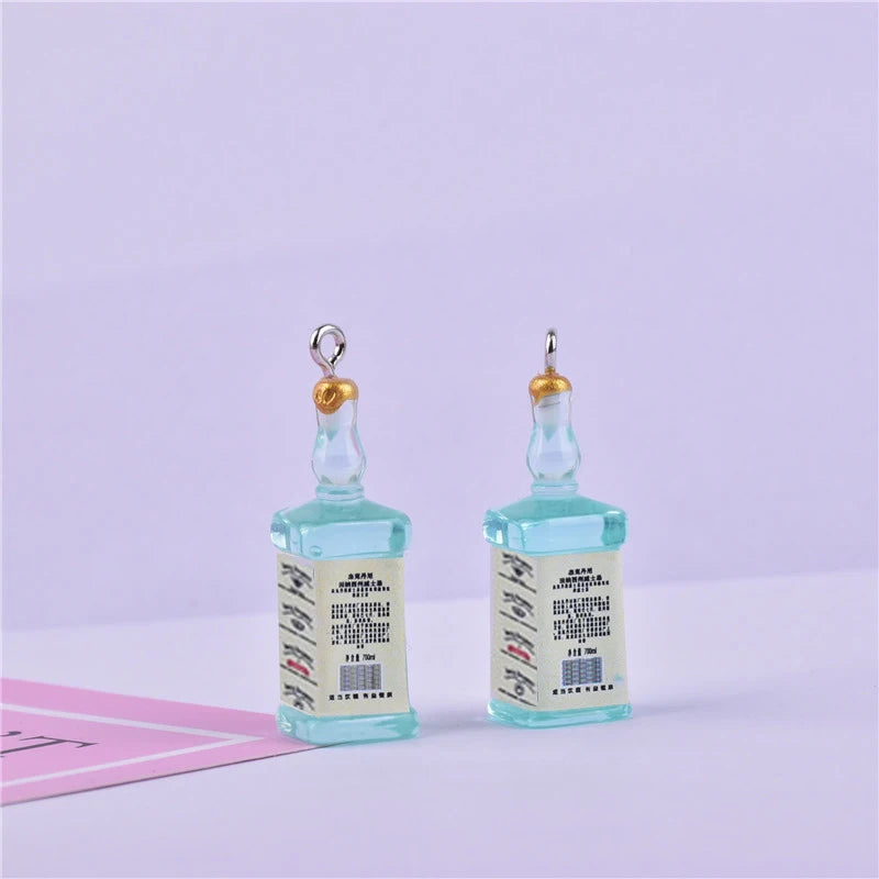 Vibrant Resin 3D Wine Bottle Charms Set for DIY Jewelry and Crafts