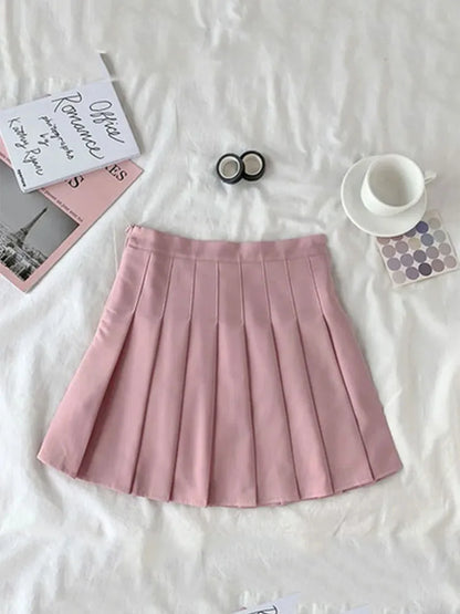 Gothic High Waist A Line Pleated Skirt For Women Black