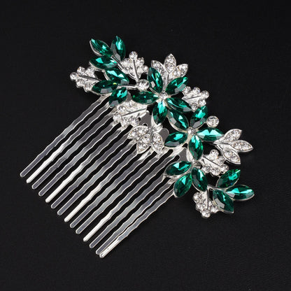 Elegant Bridal Silver Blue Rhinestone Flower Leaf Hair Comb for Weddings and Special Occasions