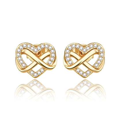 Sparkling 925 Sterling Silver Colorful Heart Zircon Round Huggie Bow Stud Earrings for Women Elegant Sweet Jewelry Gifts