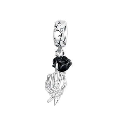925 Sterling Silver Halloween Charms Set Pumpkin Skull Witch Ghost Beads for Bracelet Necklace Jewelry