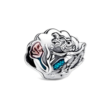 Exquisite 925 Silver Shell Bead Mouse Pendant for European Bracelets – DIY Jewelry Accessory with Zircon