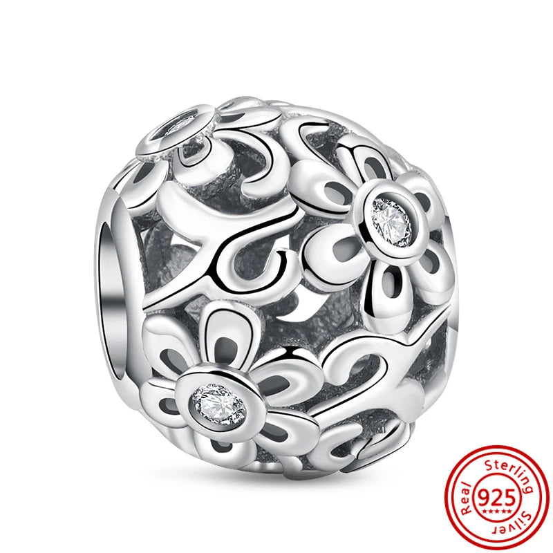 Silver Animal Hearts Infinity Crown Bead Charms Bracelet for Women 925 Sterling Silver Jewelry