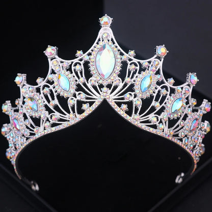 Crystal Crown Bridal Jewelry Set - 3Pcs Rhinestone Necklace & Earring Accessories Silver