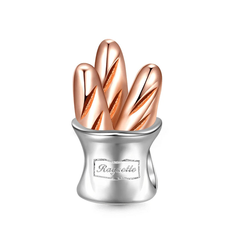 925 Sterling Silver Beer Bottle Popcorn Charm Bead Pendant