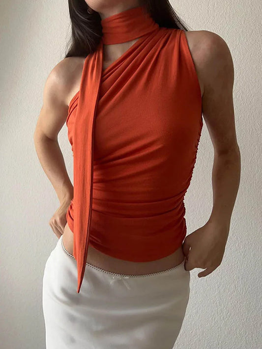 Backless Off Shoulder Halter Crop Top for Women Y2K Club