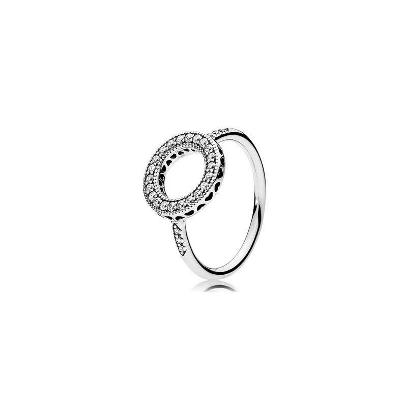 Original 925 Sterling Silver Heart Crown Bow Moon Ring with Colorful Crystal for Women Elegant Fine Jewelry Gift AMR057