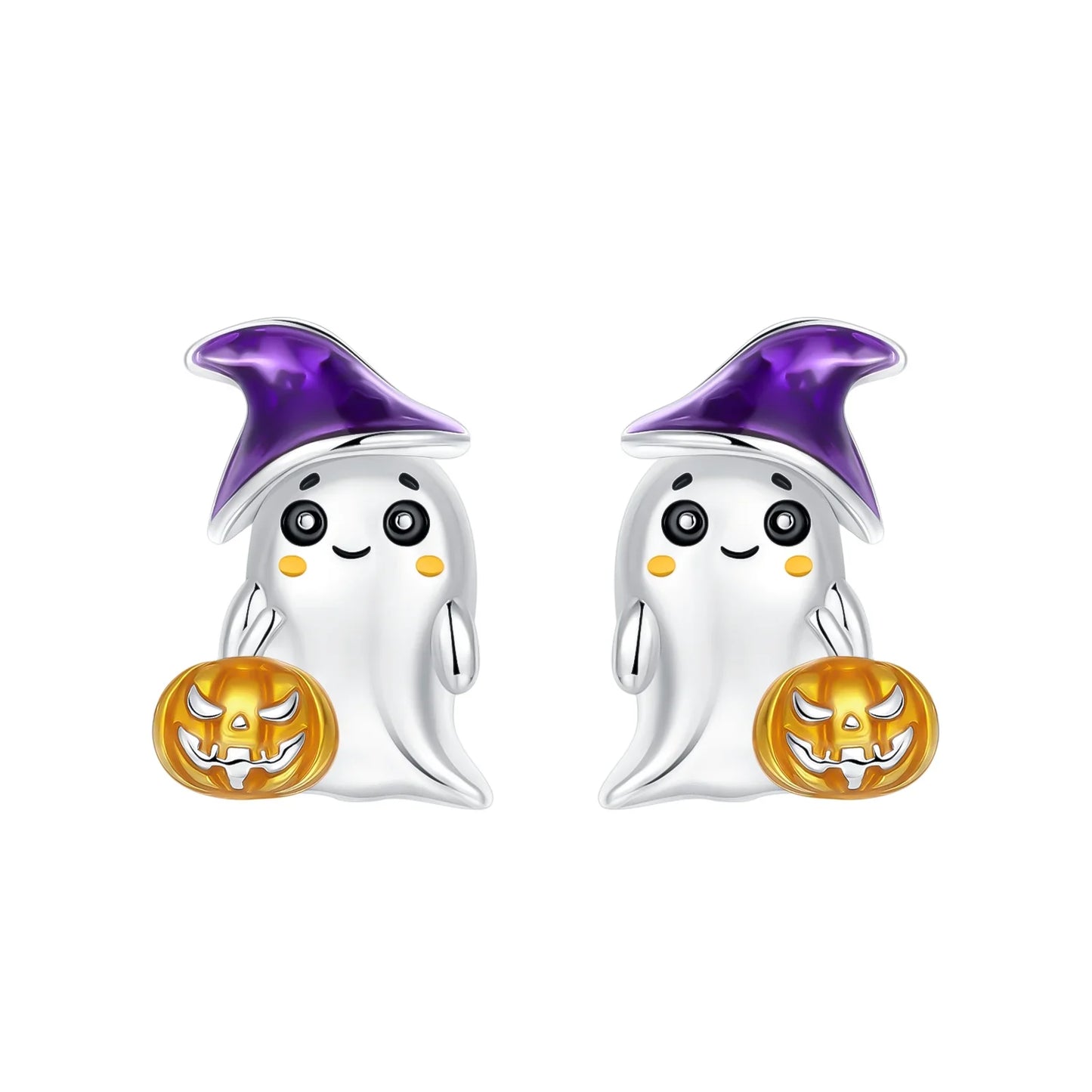 925 Sterling Silver Halloween Charms Set Pumpkin Skull Witch Ghost Beads for Bracelet Necklace Jewelry