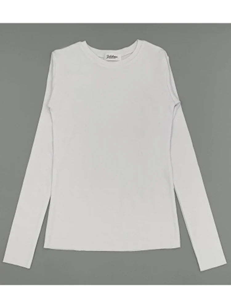 Female T-Shirt Knitted Top White Shirt Strap Poleras Mujer De Moda 2024 Autumn Polera Blanca Hot Casual Korean Style Women
