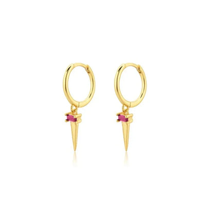 Rose Red Zircon Hoop Earrings for Women Minimalist Dangle Party Jewelry Trend 2025