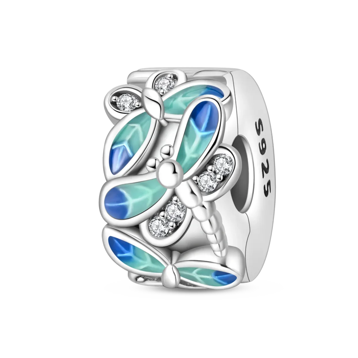 925 Sterling Silver Colorful Butterfly Star Moon Flower Beads Clip Charm for DIY Bracelets Fine Jewelry