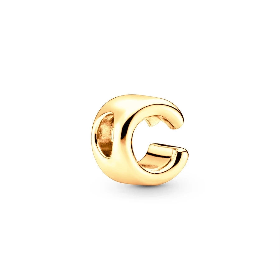 Gold Plated A To Z Alphabet Charm Beads For 925 Bracelet