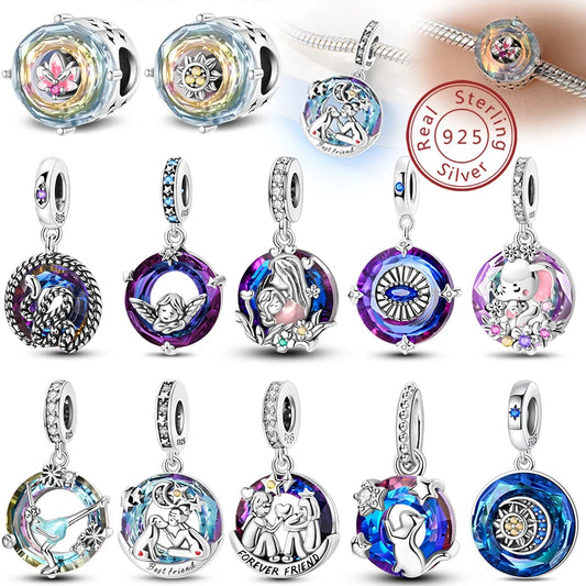 Sterling Silver Angel Mother Friendship Charm Beads for DIY Bracelets