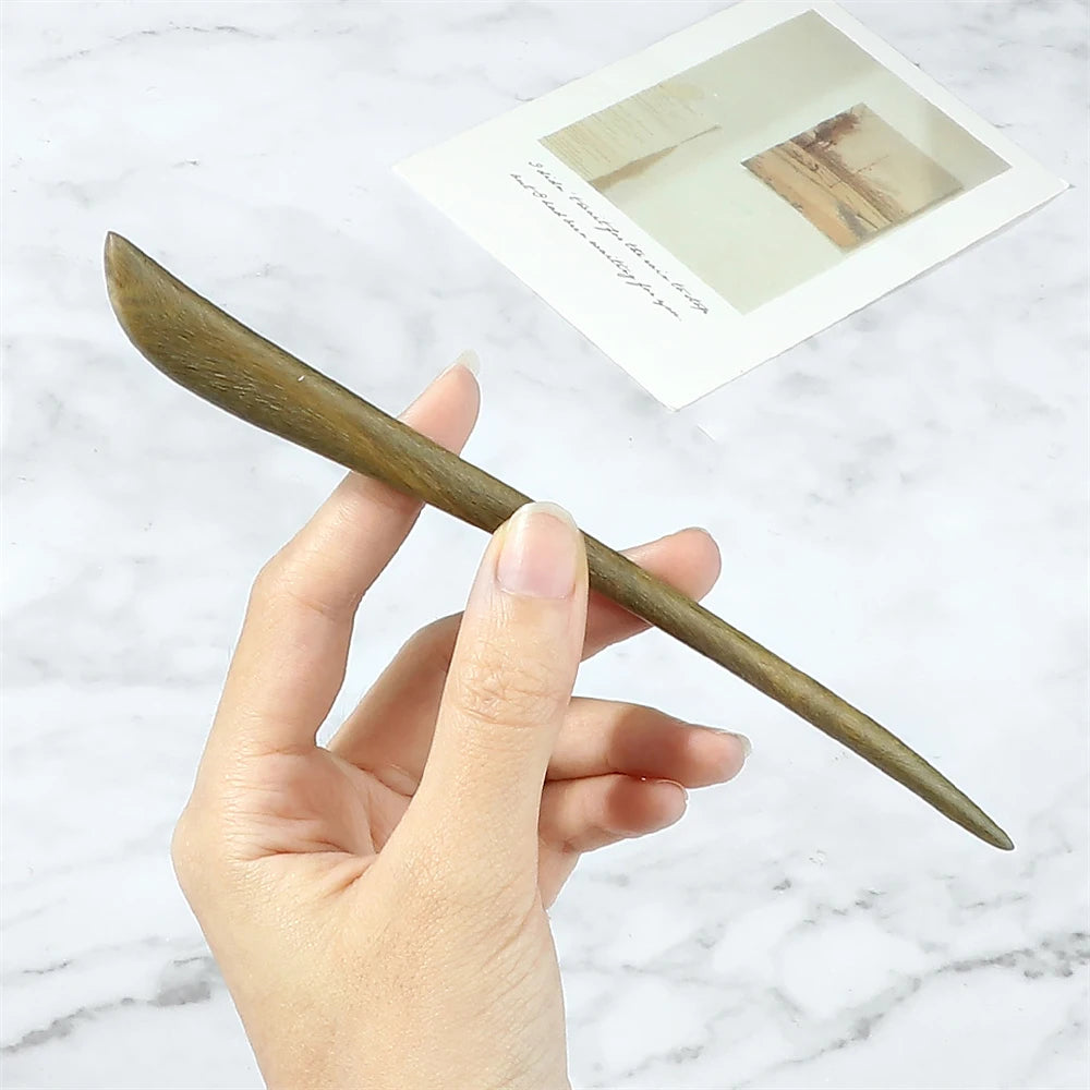 Elegant Green Sandalwood Chinese Vintage Hairpins Set for Women