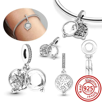 925 Silver Galaxy Charms Bracelet with Starry Sky Beads and Planetary Motifs