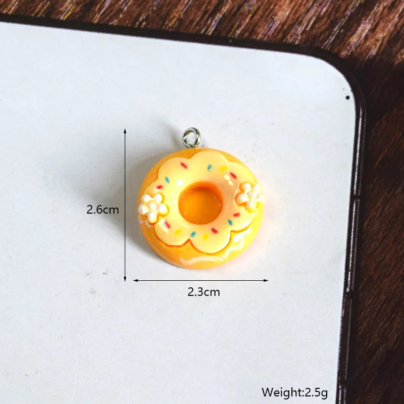 Playful Cartoon Rabbit Donut Resin Charms Set for DIY Jewelry Crafting