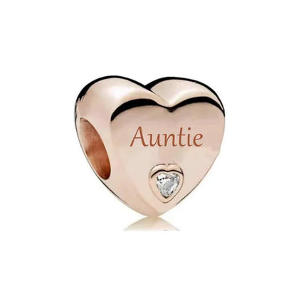 European Rose Gold Heart Charm Bead for Women Perfect for Mother's Day Bracelet and Necklace Jewelry