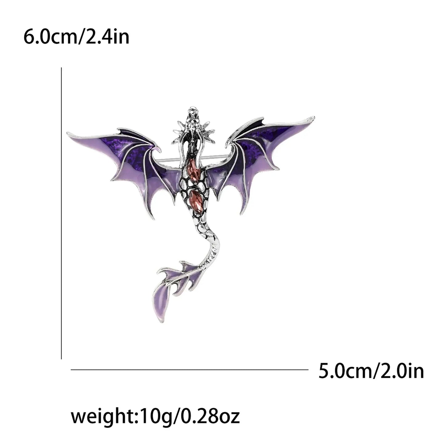 Enamel Dragon Pins for Women Rhinestone Brooch Jewelry Purple4399