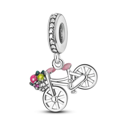 Silver Plated Travel Sunflower Lucky Charms Dangle Pendant Fit Original Pandora Bracelet DIY KTC131