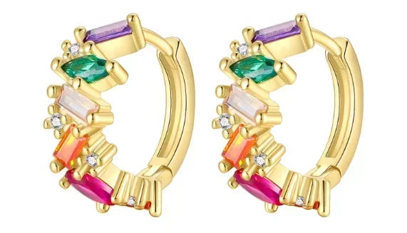 925 Sterling Silver Gold Hoop Earrings Halloween Pumpkin Skull Christmas Tree Zircon Studs for Women DIY Jewelry
