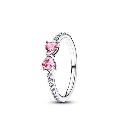 2024 Classic 925 Silver Heart Charm Ring with Zircon for Women P2302