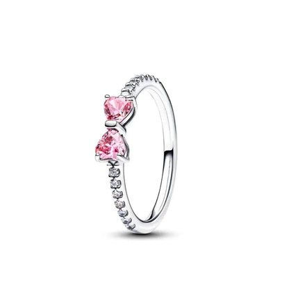 Elegant 2024 925 Silver Heart Charm Ring for Women with Zircon Stones P2114