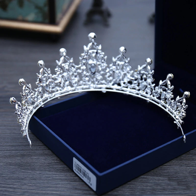 Elegant Crystal Bridal Tiara Crown for Weddings Silver Diadem Veil Headpiece Jewelry