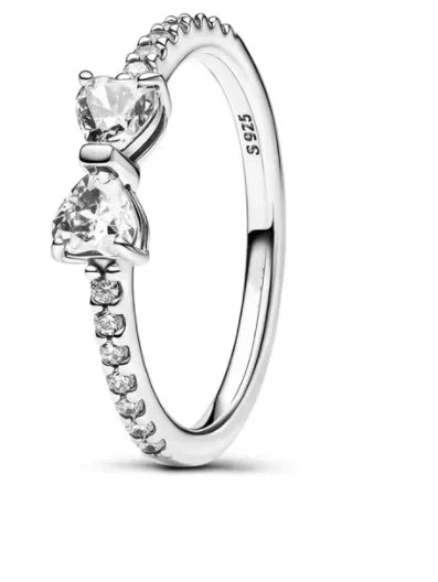 925 Silver Bow Ring for Women Elegant Zircon Anniversary Birthday Gift for Mom