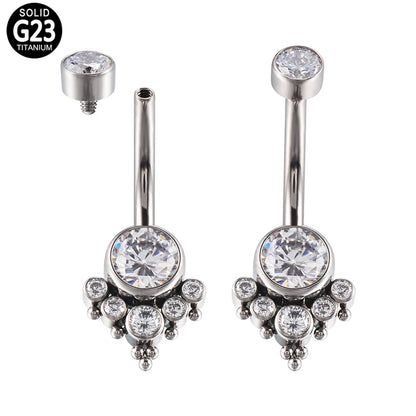 G23 Titanium Belly Button Rings with Crystal CZ Beach Pendant Jewelry