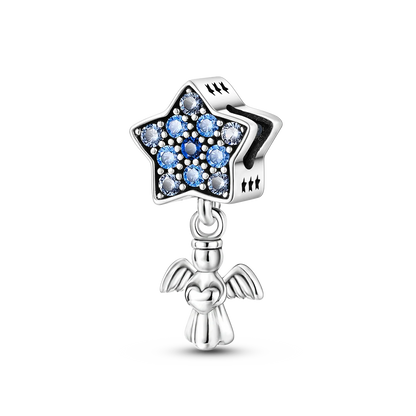 Silver Plated Eternal Symbol Charms with Luminous Star Beads and Love Dangle Safety Chain for DIY Jewelry