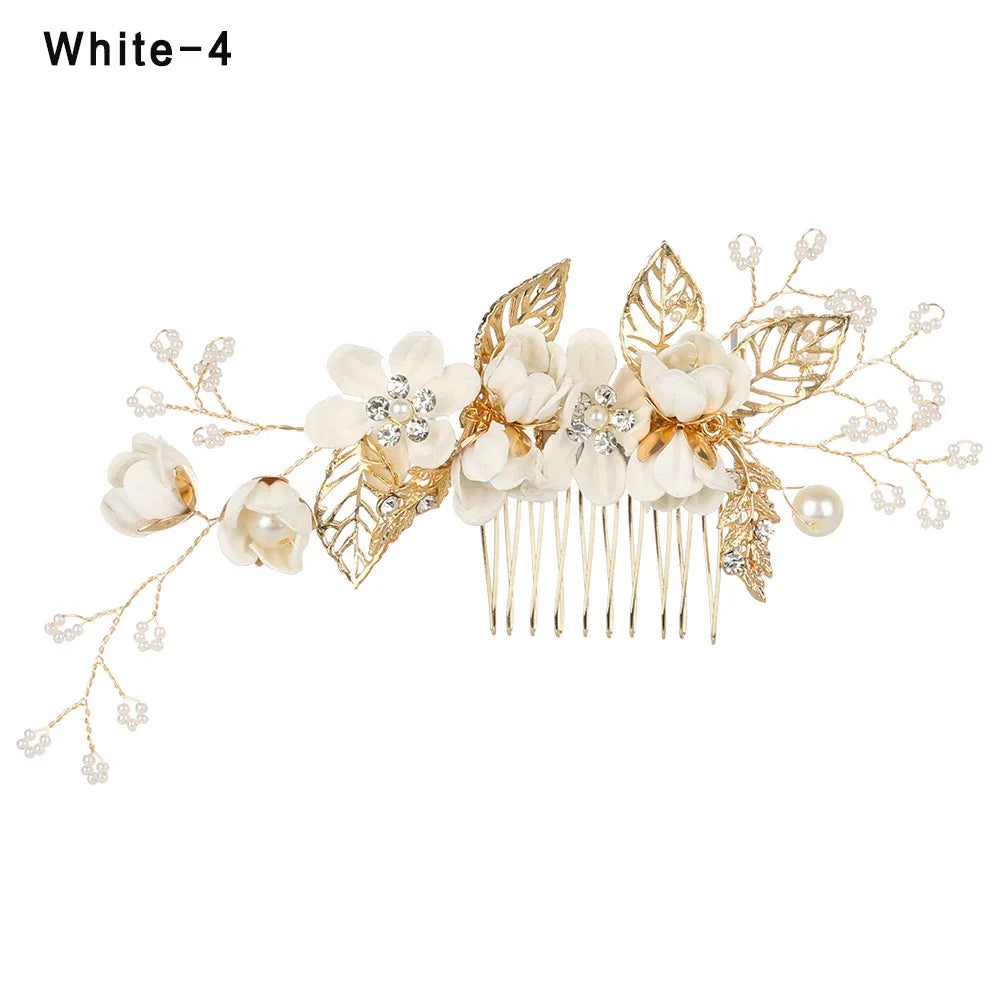 Luxury Crystal Crown Hair Combs - Elegant Bridal Clips with Leaf Design