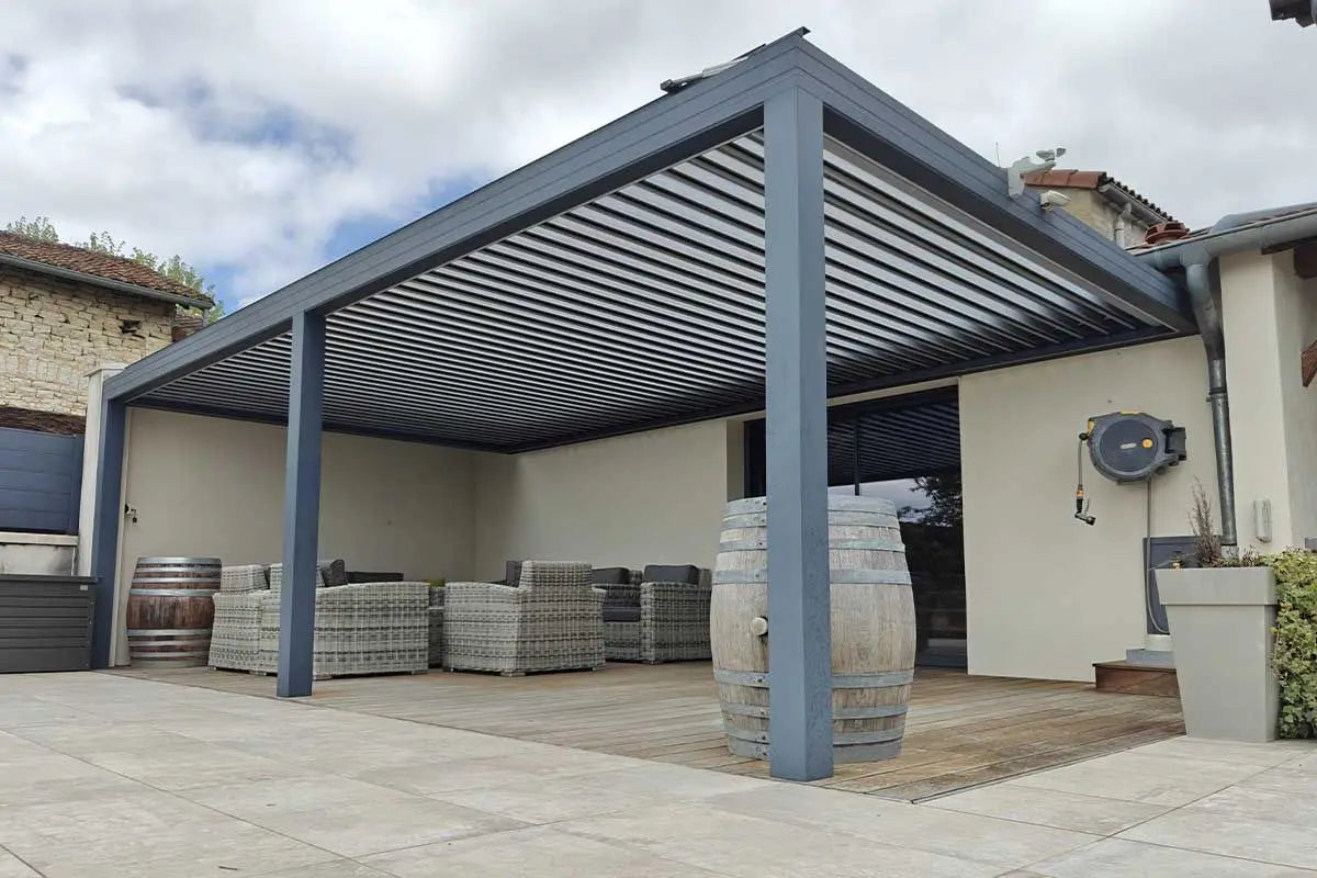 Sustainable Customized Waterproof Electric Aluminum Pergola Eco Friendly Outdoor Gazebo With Smart Louvred Roof