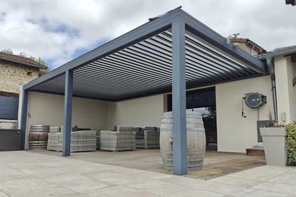 Sustainable Customized Waterproof Electric Aluminum Pergola Eco Friendly Outdoor Gazebo With Smart Louvred Roof