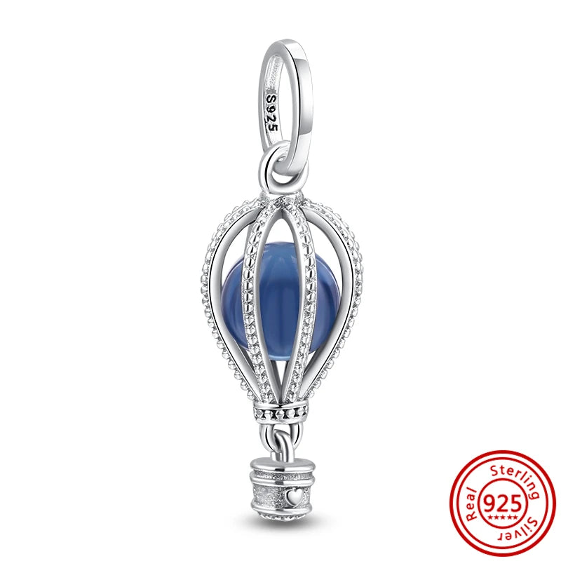 925 Silver Hot Air Balloon Castle Tower Mushroom Charms