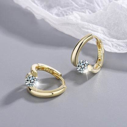 Elegant 925 Sterling Silver Zircon Stud Earrings for Women's Wedding and Engagement
