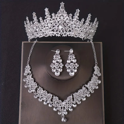 Luxury Bridal Crystal Crown & Earring Set - Top-Rated Rhinestone Hair Accessories Silver 1