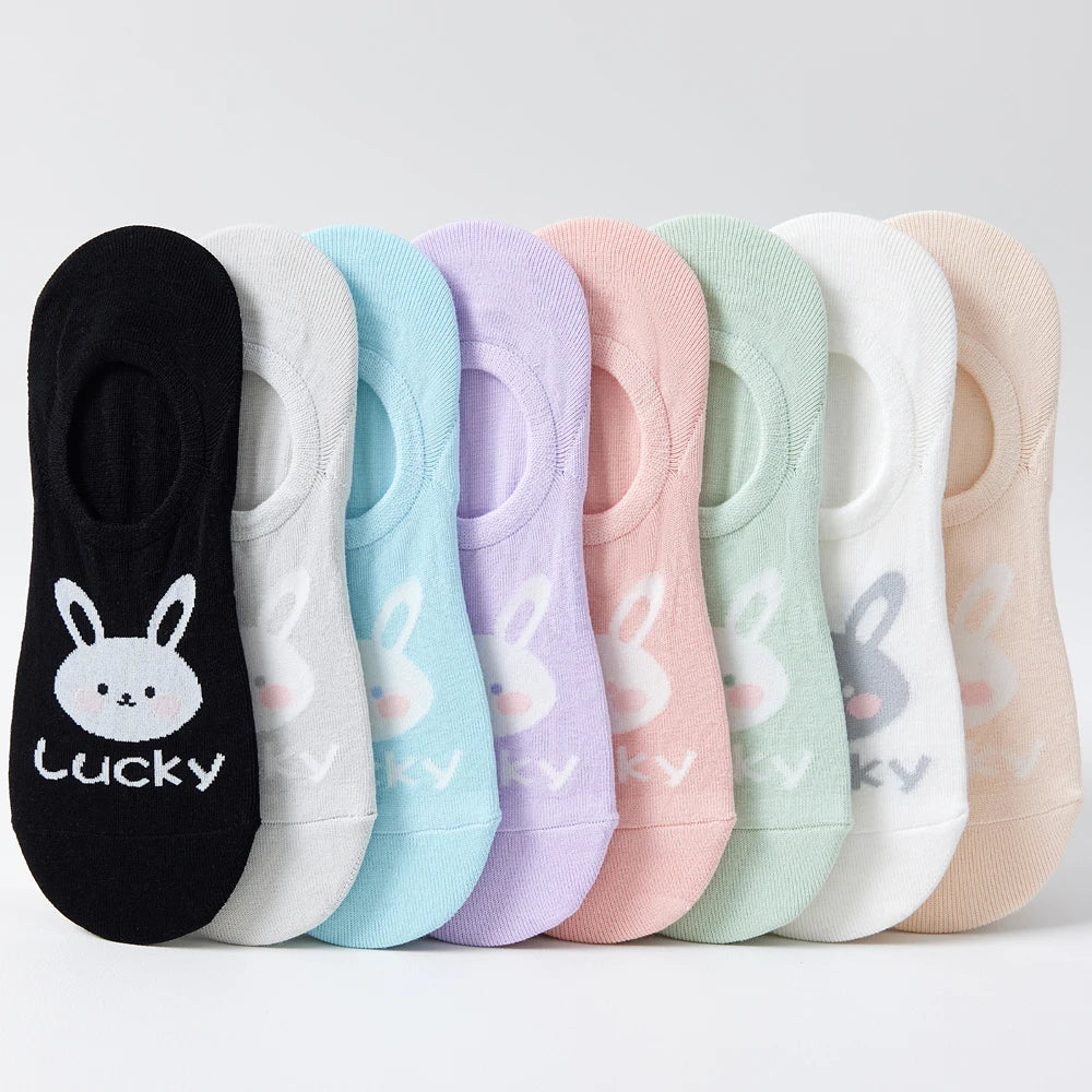 Women Kawaii Lucky Rabbit No Show Cotton Invisible Socks