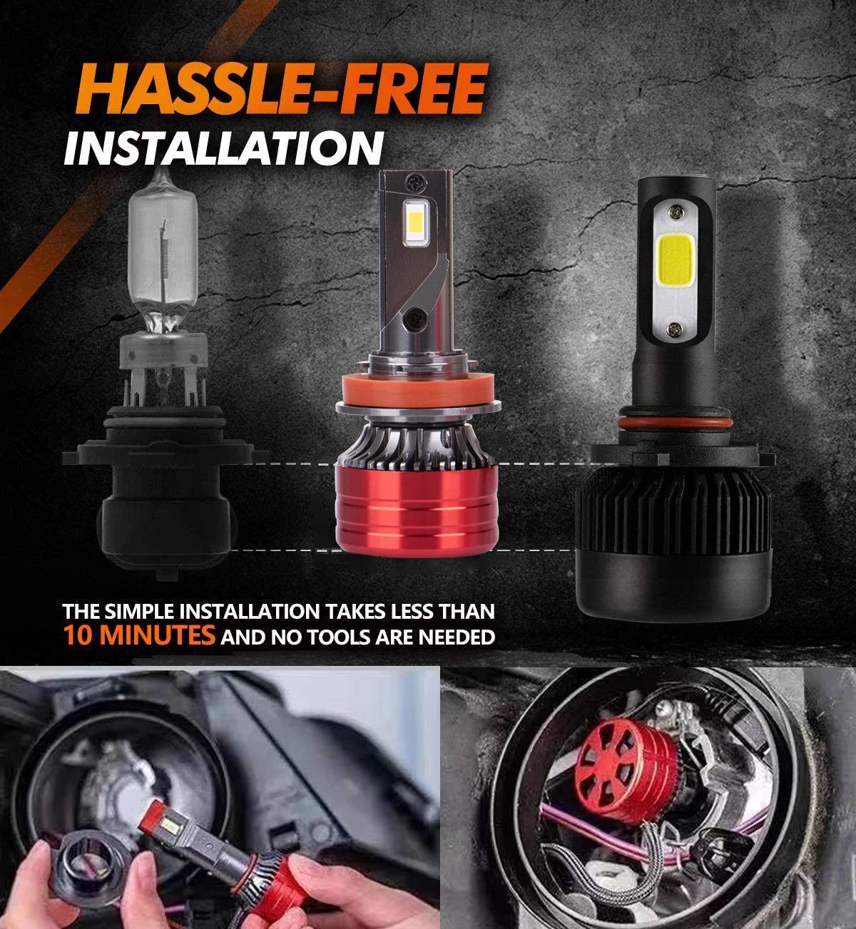 Universal 160W 24000LM 6000K LED Headlight Bulbs H4 H7