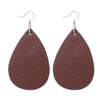 Elegant Faux Leather Teardrop Earrings for Women Lightweight Dangle Fashion Jewelry