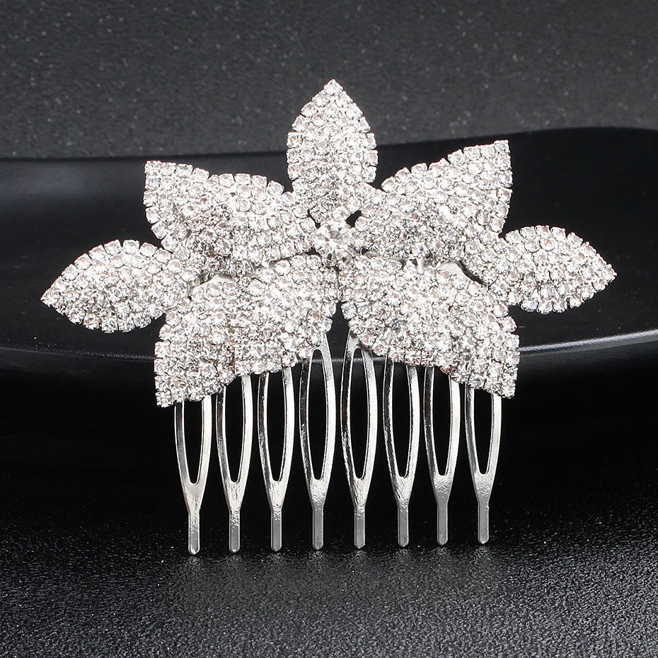 Efily Classic Silver Wedding Hair Combs - Crystal Rhinestone Bridal Accessories
