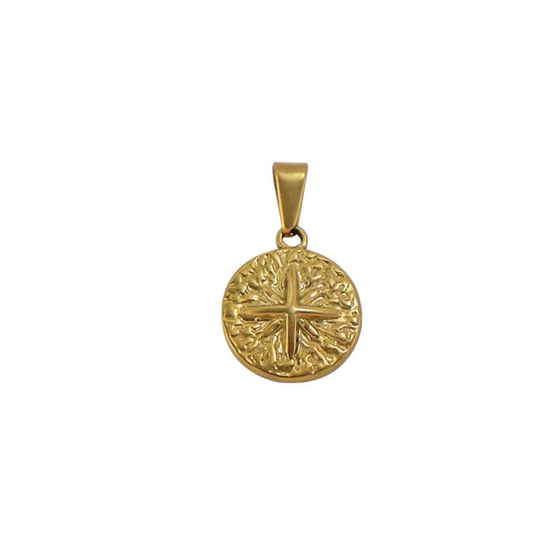 RHYSONG Tarnish Free Gold Plated Angel Cross Heart Pendant for Women Jewelry Making