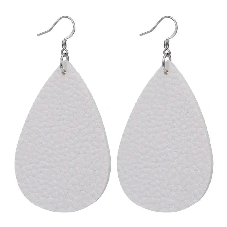 Elegant Faux Leather Teardrop Earrings for Women Lightweight Dangle Fashion Jewelry